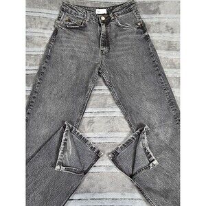 Zara Z1975 High Waist Wide Leg Long Length Jeans Gray Denim 28 Waist